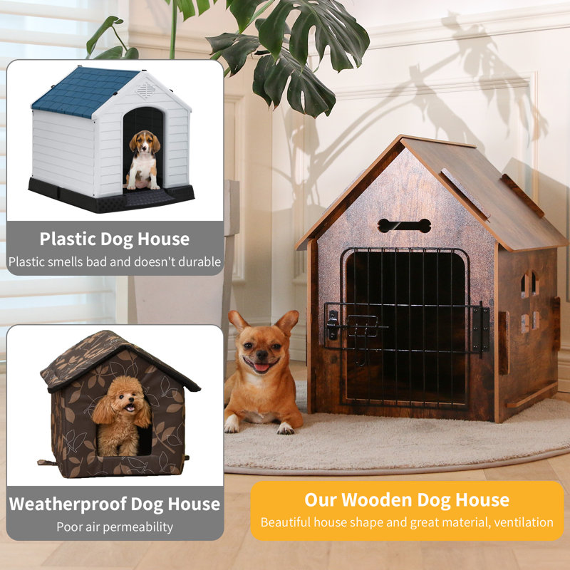 Tucker Murphy Pet™ Byrn Wooden Pet House Indoor w/ Roof Dog house